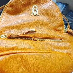 Orange Leather Backpack